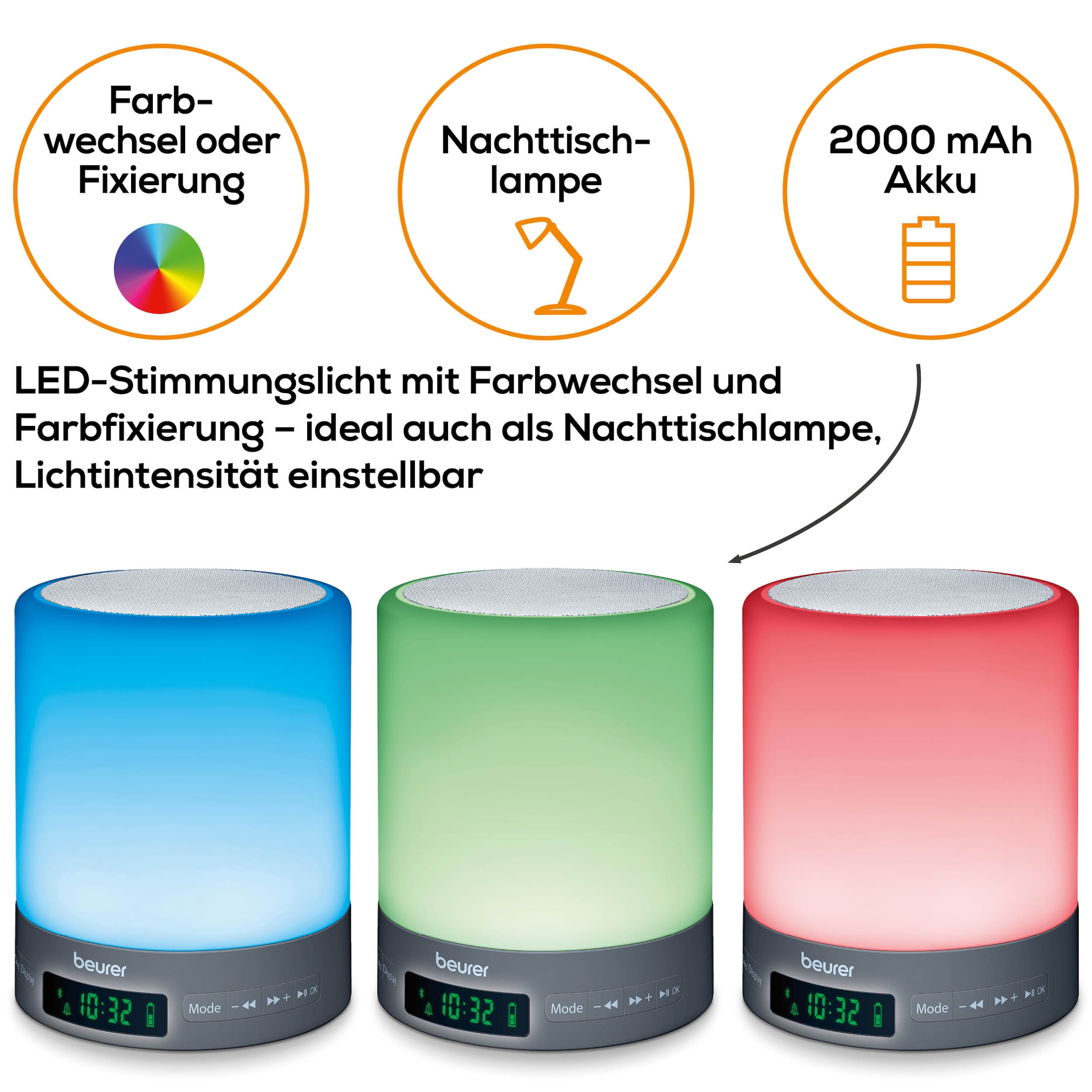 BEURER Tageslichtwecker »WL 50 Lichtwecker, simuliert den Sonnenaufgang für sanftes Aufwachen« Mit farbigem Stimmungslicht, mit Radiofunktion und optionalem Weckton