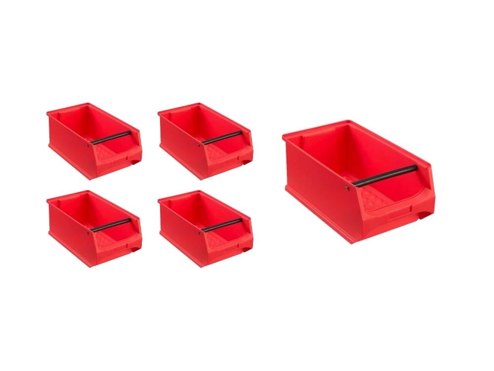 PROREGAL Value Set 5x Rode Opbergdoos 4.1 met Handvat HxBxD 15 x 20 x 35 cm 7.2 Liter Opbergdoos