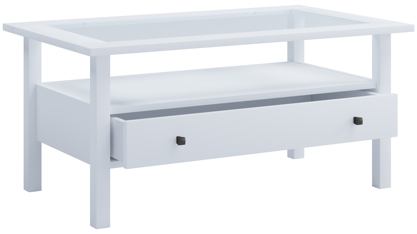 Couchtisch LINGIS L - weiß - Glasplatte