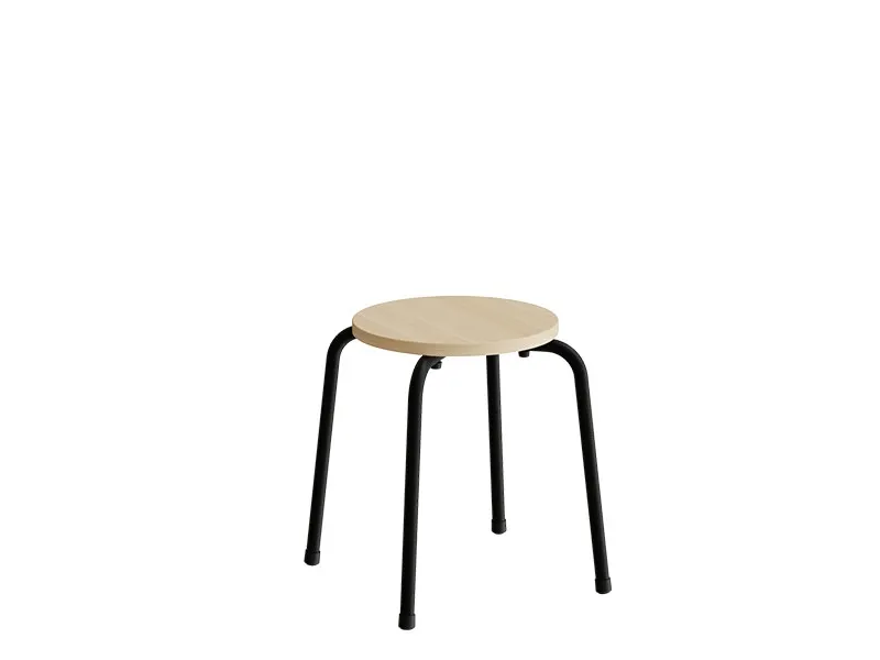 Taburet Caesar 118, birk laminat, hvidt stel