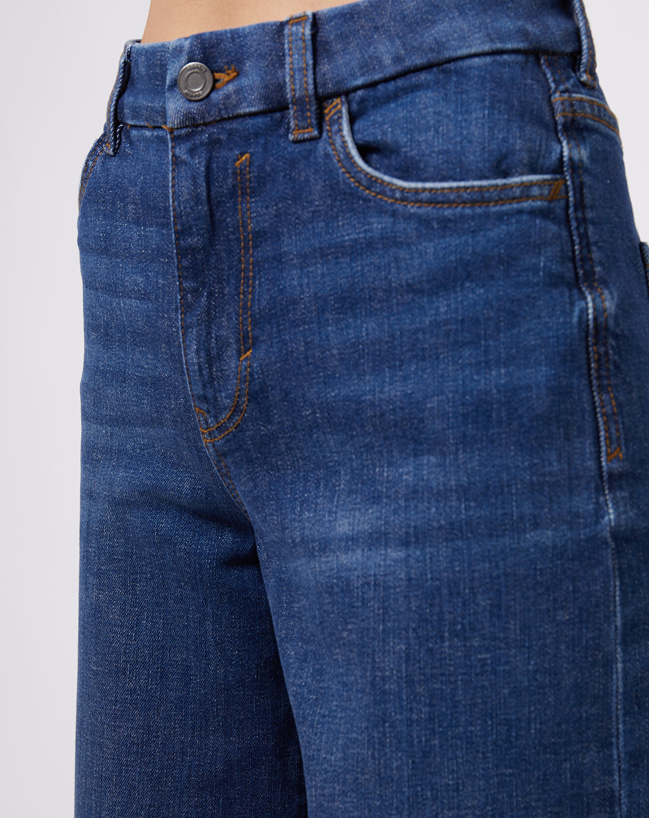 Esprit jean à jambes larges en Denim de coton stretch bleu foncé