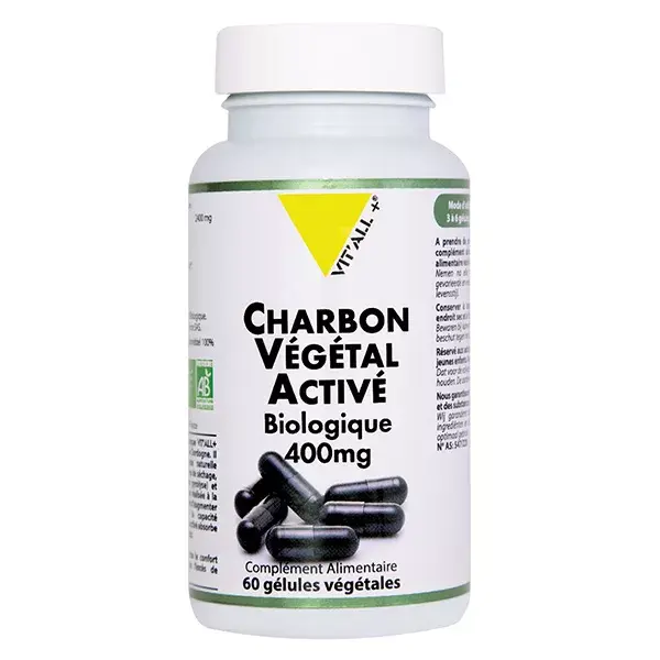 Vit'all+ Carvão Ativado 400mg Orgânico 60 Cápsulas Vegetais