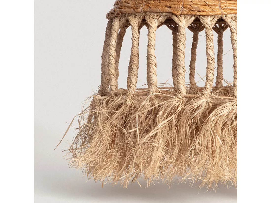 Abat-jour Suspension Rotin et Ramie Sibu ILUZZIA Naturel