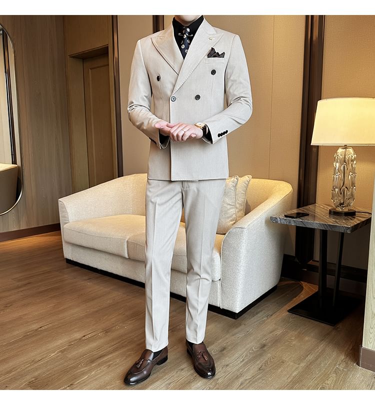 Blueforce - Set: Effen dubbelrijs blazer + pantalon