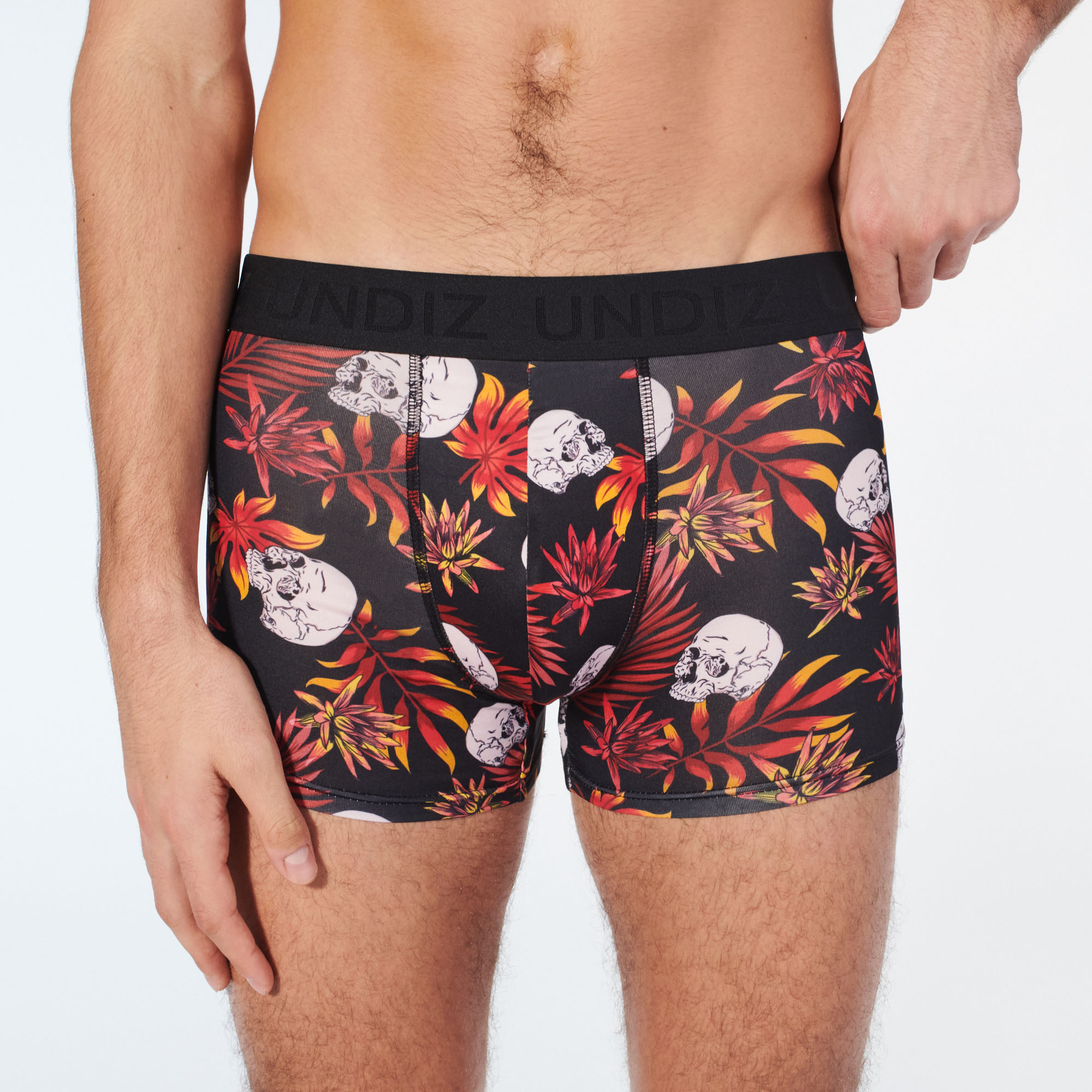Boxer à motifs têtes de mort en microfibre