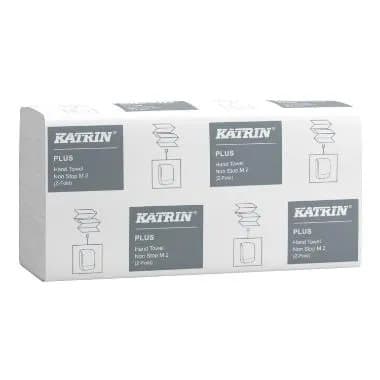 Håndklædeark Katrin Plus Non-stop Z-fold 2-lag L25.5xB20.3xD8.5cm Nyfiber Hvid,21 pk x 135 stk/krt
