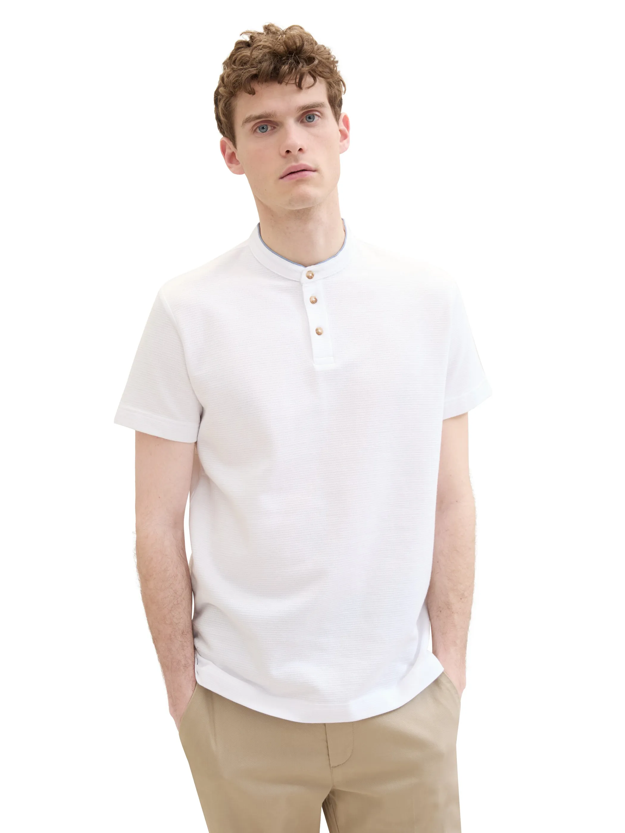 Herren Poloshirt mit kurzem Stehkragen