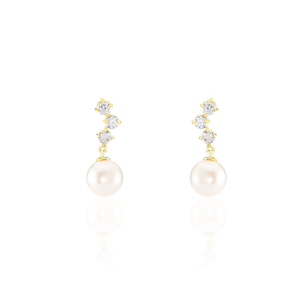 Boucles D'oreilles Pendantes Taiss Or Jaune Perle De Culture