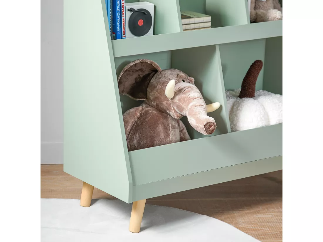 SoBuy Bibliothèque Enfant, Étagère à Livres, Meuble Rangement Enfant, Meuble Rangement Jouets et Livres pour Chambre d'enfant, 5 Compartiments Ouverts, 86 x 36 x 78 cm, Vert, KMB19-GR