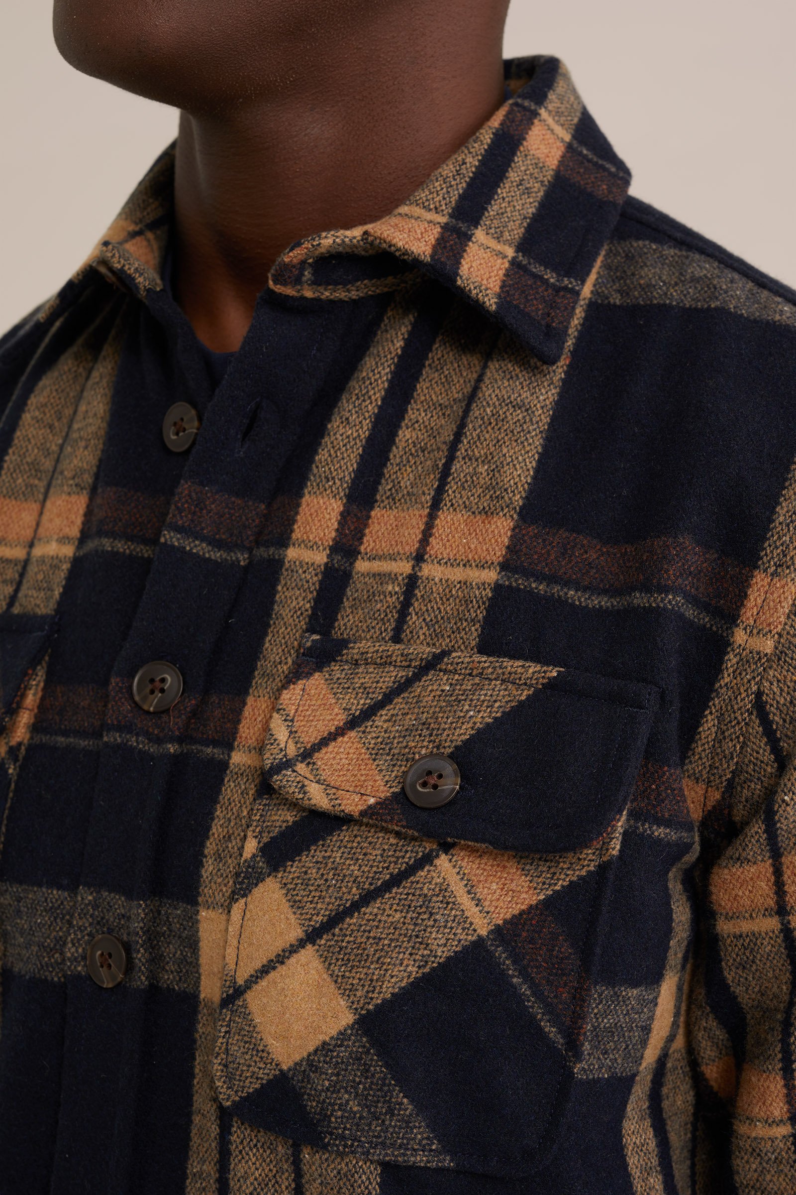 geweven overshirt met ruit WE Fashion Donkerblauw
