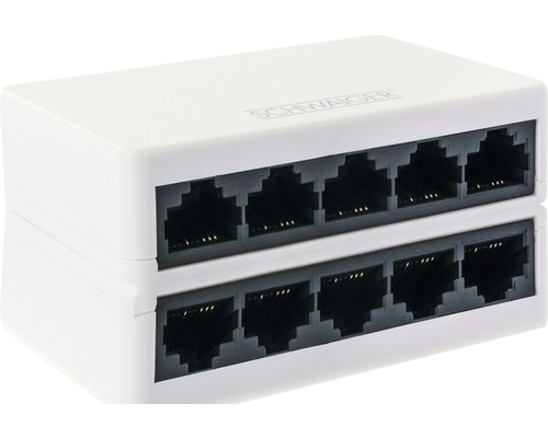 5-poorts netwerkswitch, 5x RJ45-aansluitingen, BxHxD 80x21x51mm
