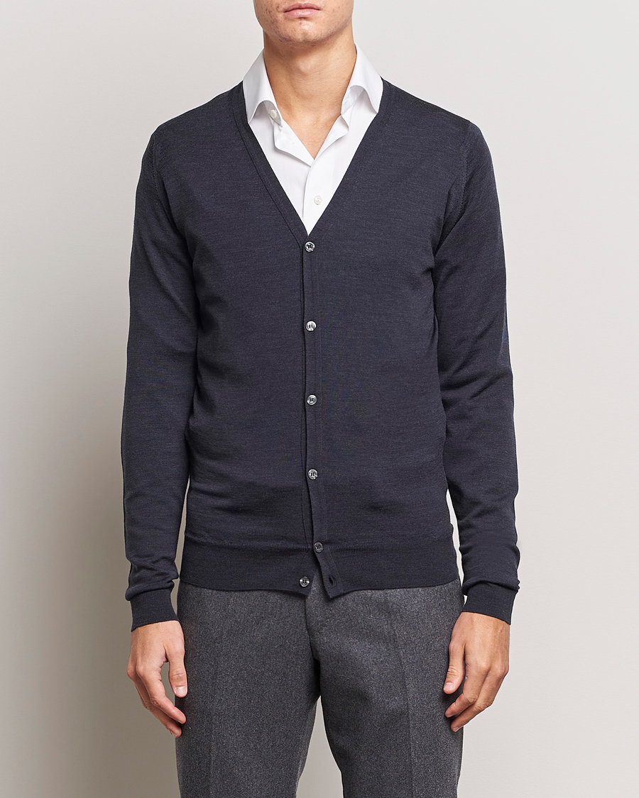 John Smedley Petworth Extra Fine Merino Cardigan Hepburn Smoke