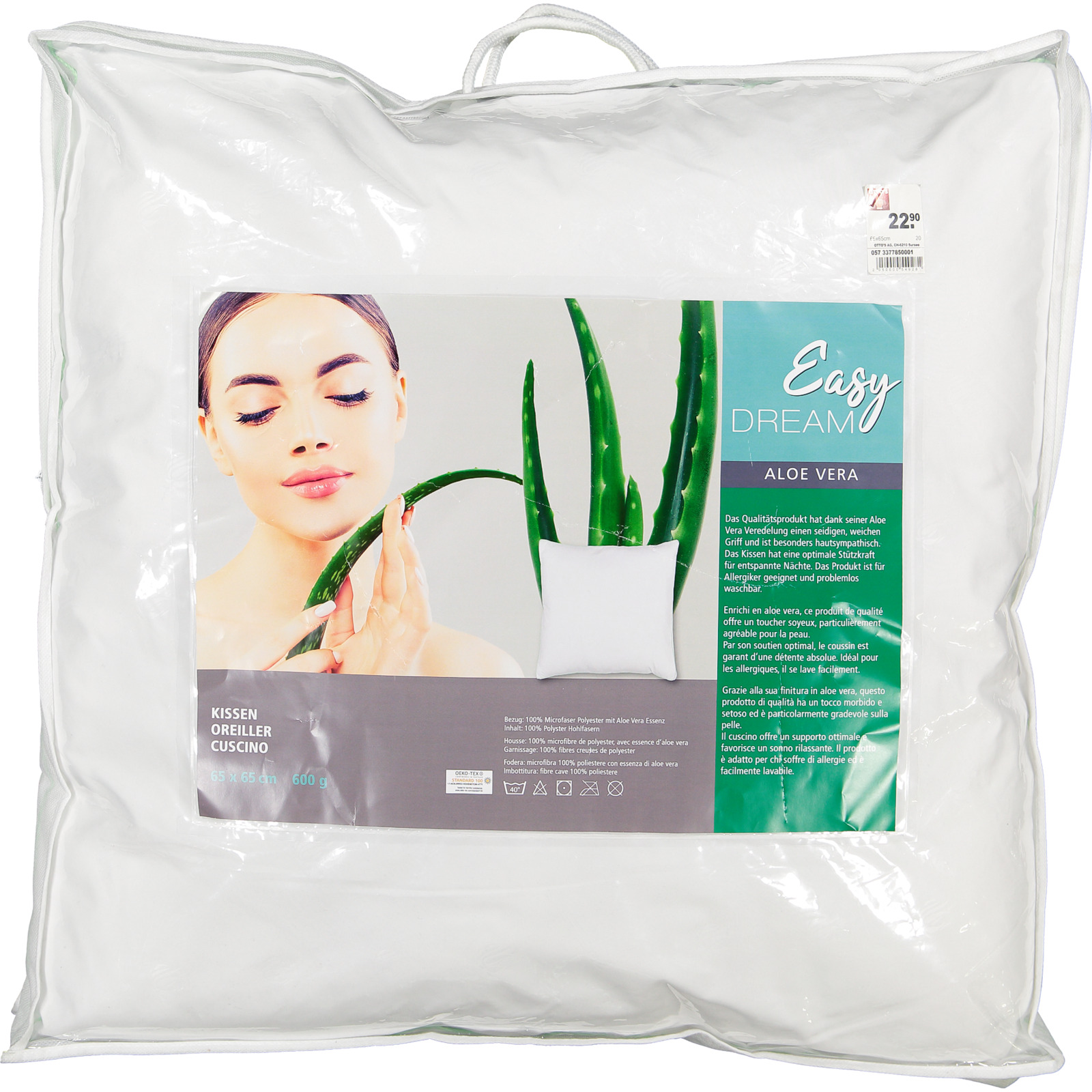 Aloe Vera Kis, 50x70 neues Kissen, weiss