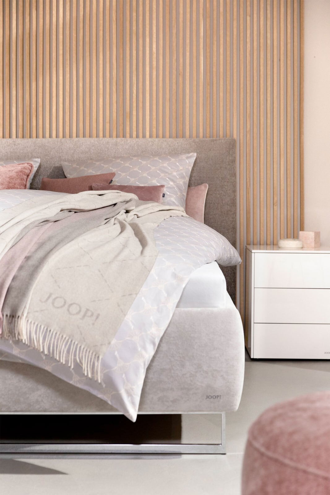 JOOP! Polsterbett BEDSYSTEM 180 x 200 cm grau/ beige