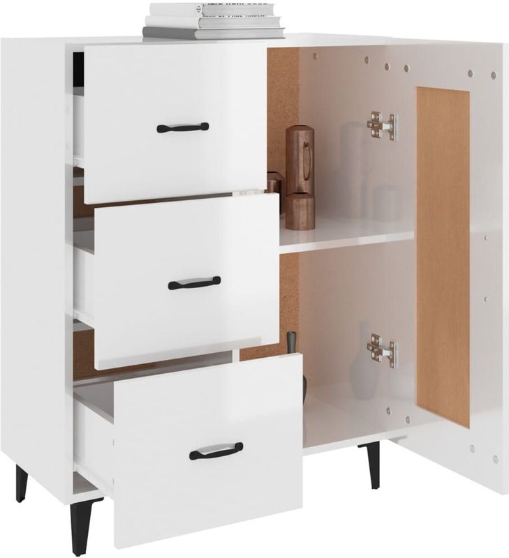 vidaXL - Dressoir - Hoogglans Wit - Bewerkt Hout