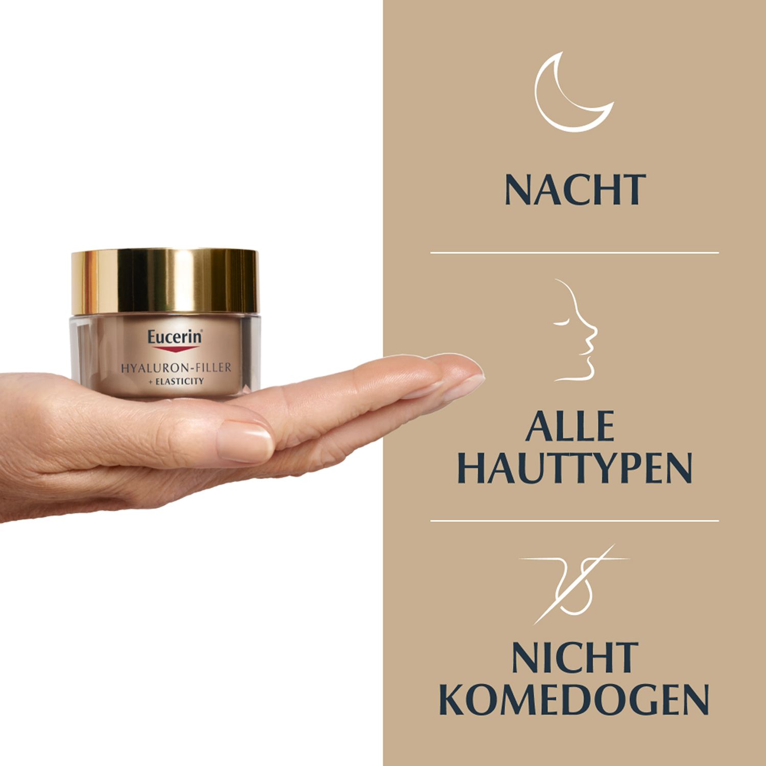 Eucerin® HYALURON-FILLER + ELASTICITY Nachtpflege – Anti Aging Gesichtscreme für glattere Haut – Antifaltencreme gegen Altersflecken