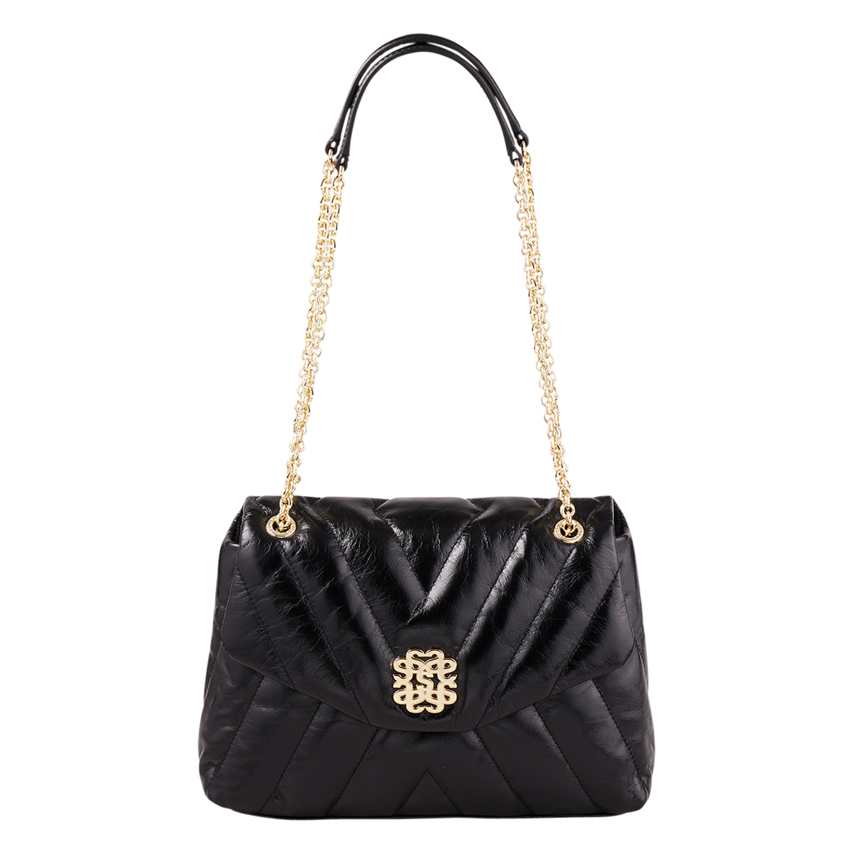 MILA - Sac bandoulière en cuir vieilli | Noir