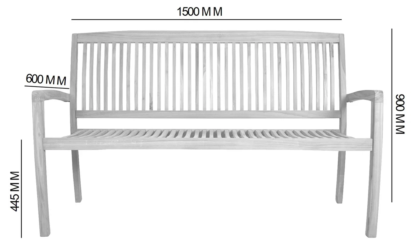 Benk Bayamo i teak Lengde 150 cm