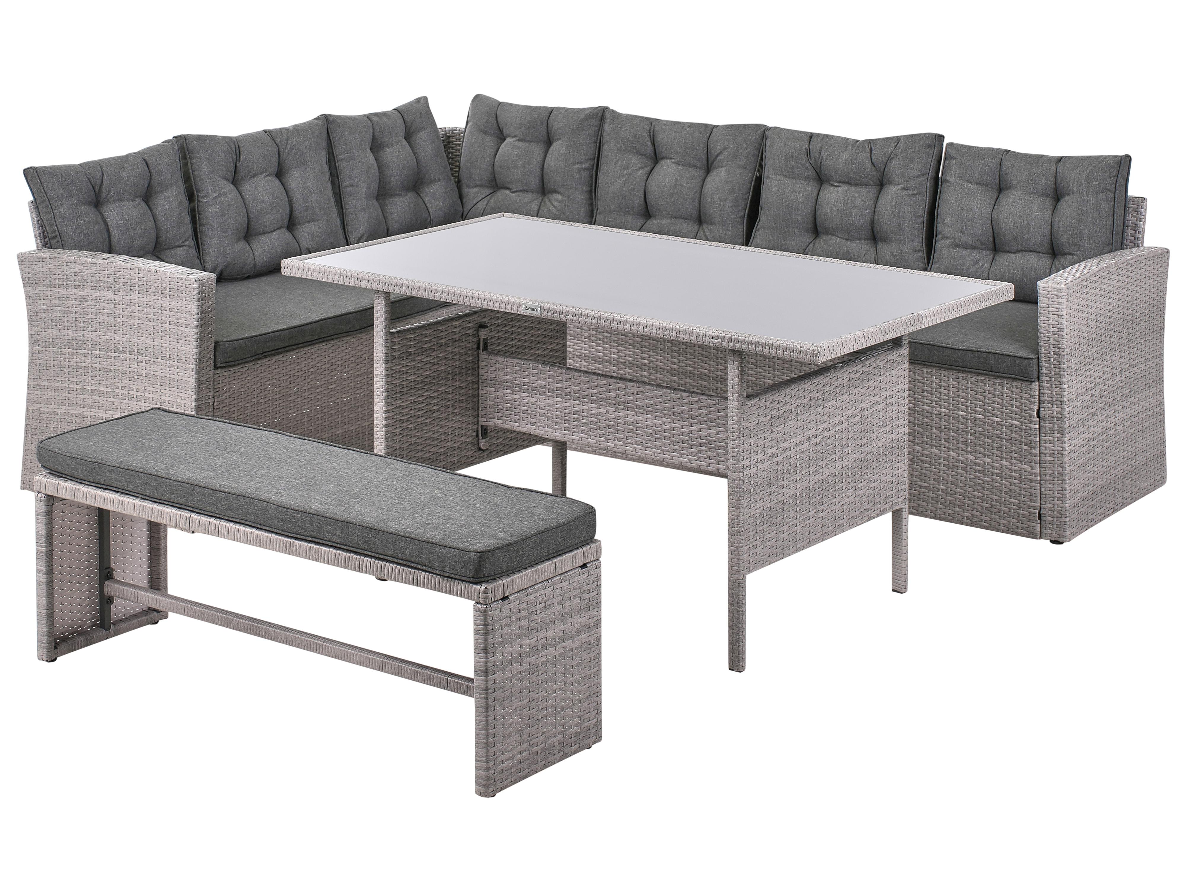 Loungeset met tafel 8-zits VITERBO met kussens PE rotan Grijs