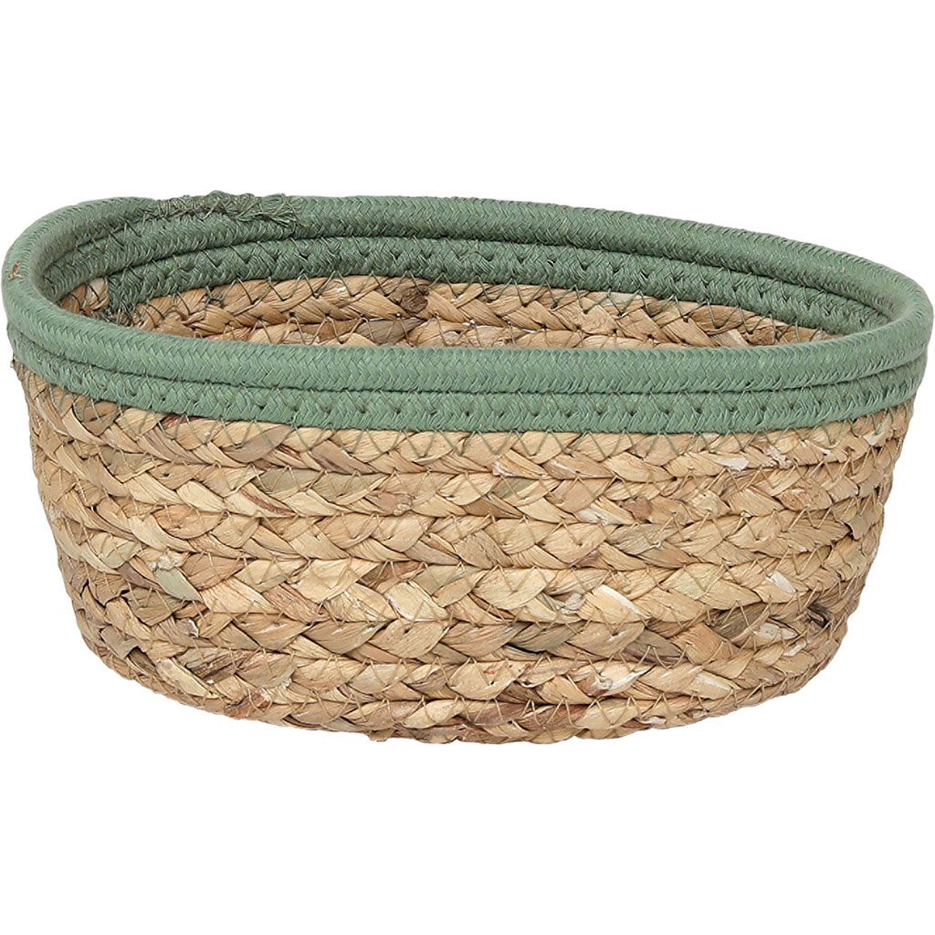 Panier ovale matière végétale naturel vert 21x16cm