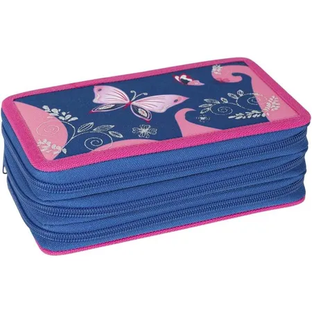 Eberhard Faber 577470 - Triple Decker Schüler-Etui mit Schmetterlingsmotiv