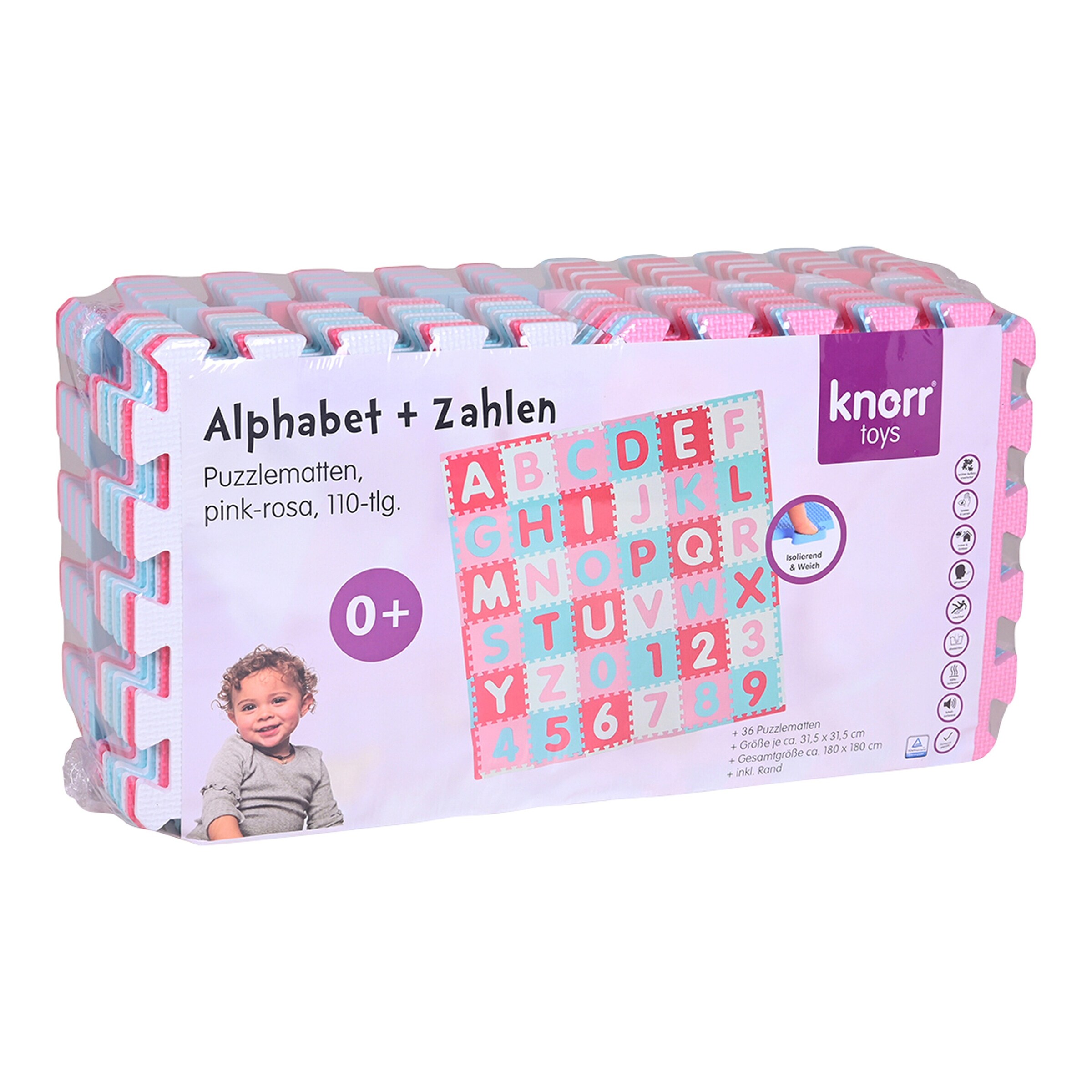 Knorrtoys Puzzlematte Alphabet & Zahlen pink/rosa