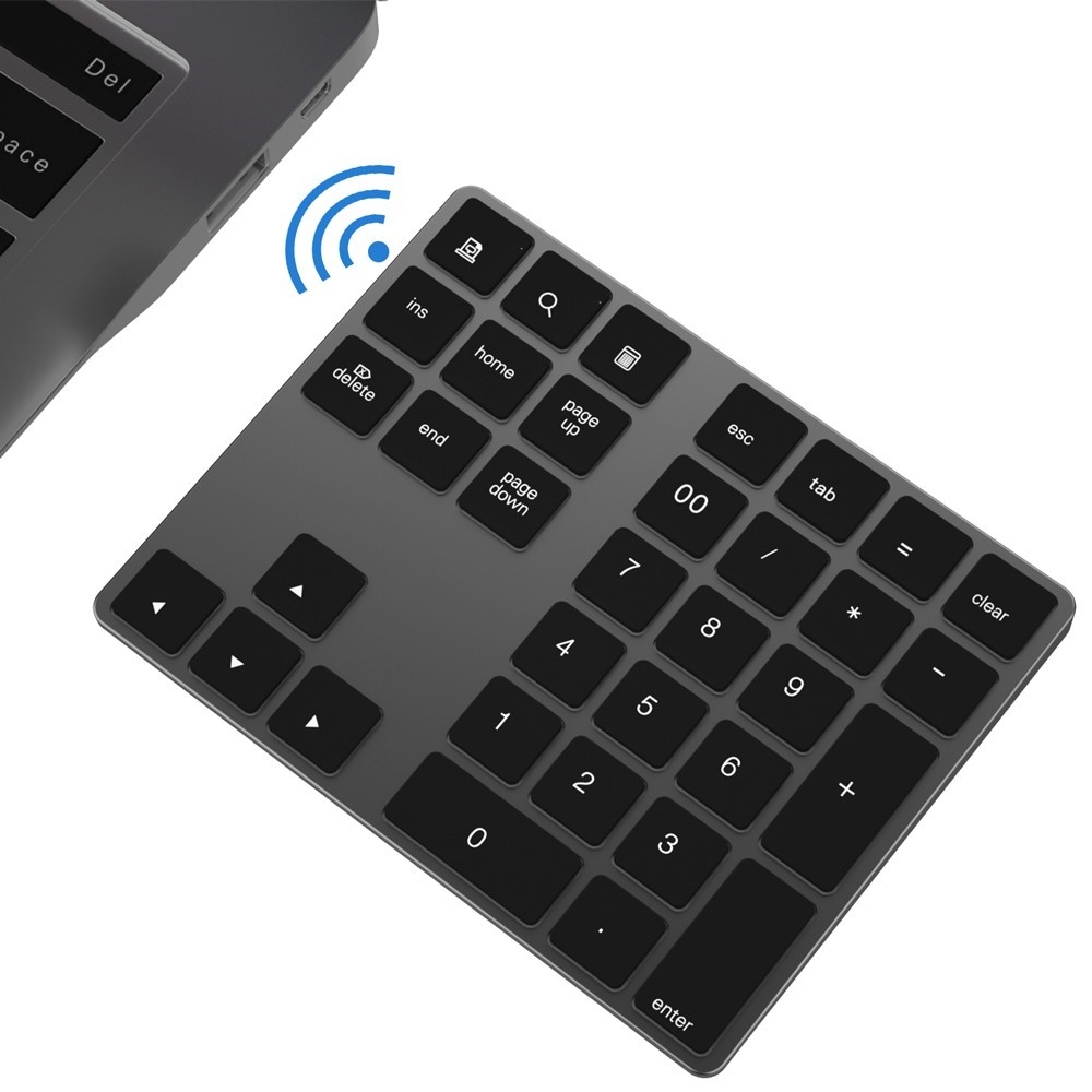 Aluminium Bluetooth Tastatur Keypad Zahlenblock 34-Tasten (Windows/iOS/Android) - Schwarz