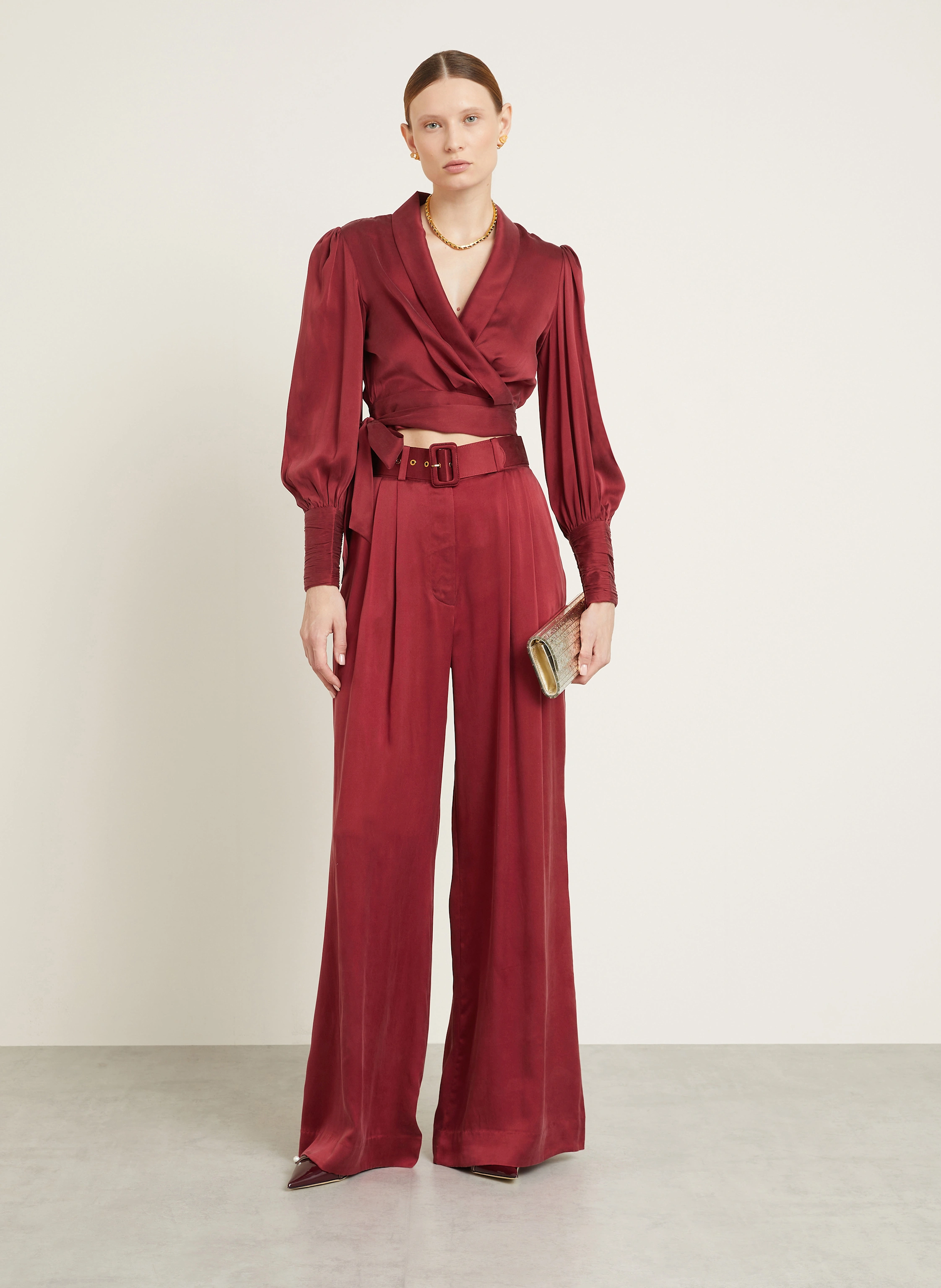 ZIMMERMANN Cropped-Wickelbluse aus Seide