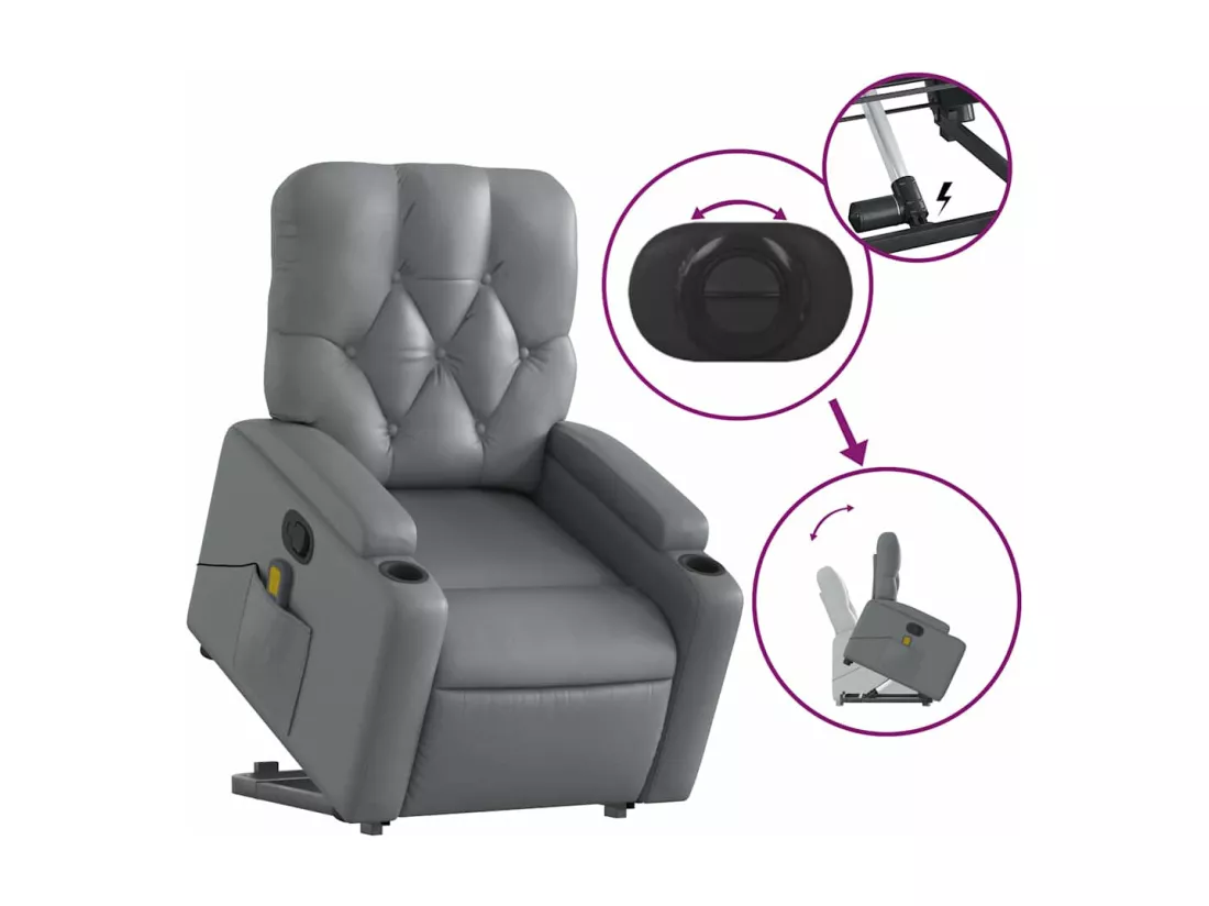 Fauteuil inclinable massant Gris Similicuir