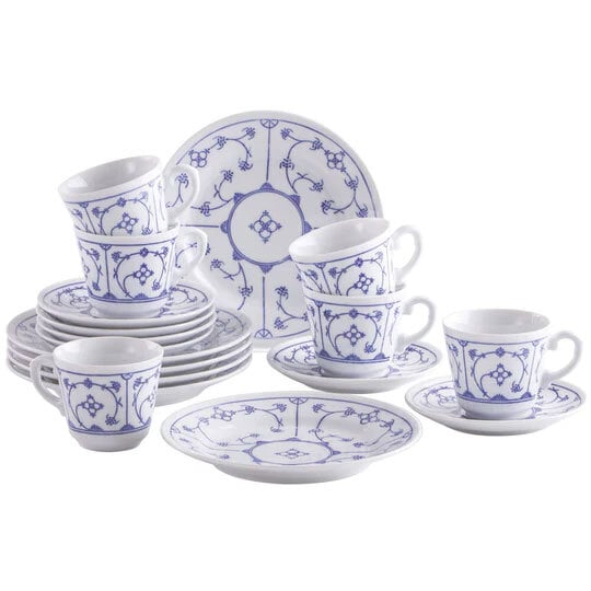 KAHLA Suppenteller TRADITION Blau Saks 6er Set Porzellan weiß/blau