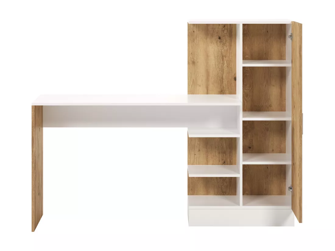 Bureau avec armoire de rangements - Coloris : Naturel et blanc - MILARIA