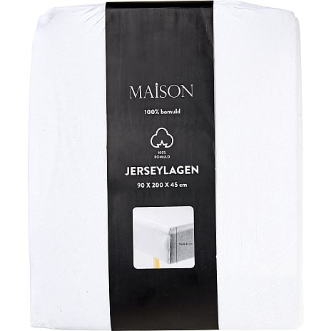 MAISON jersey stræklagen 90x200x45 cm - hvid