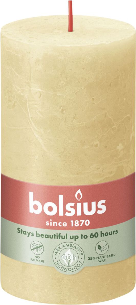 Bolsius stompkaars Shine beige 60 uur D 6,8 x H 13 cm