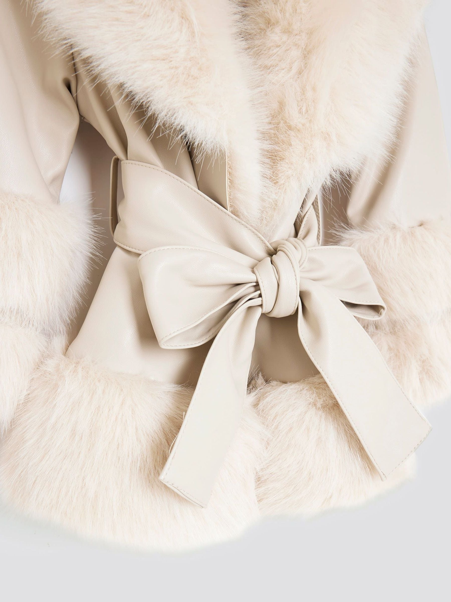 River Island - Jas met overslag en imitatieleer en -bont voor meisjes