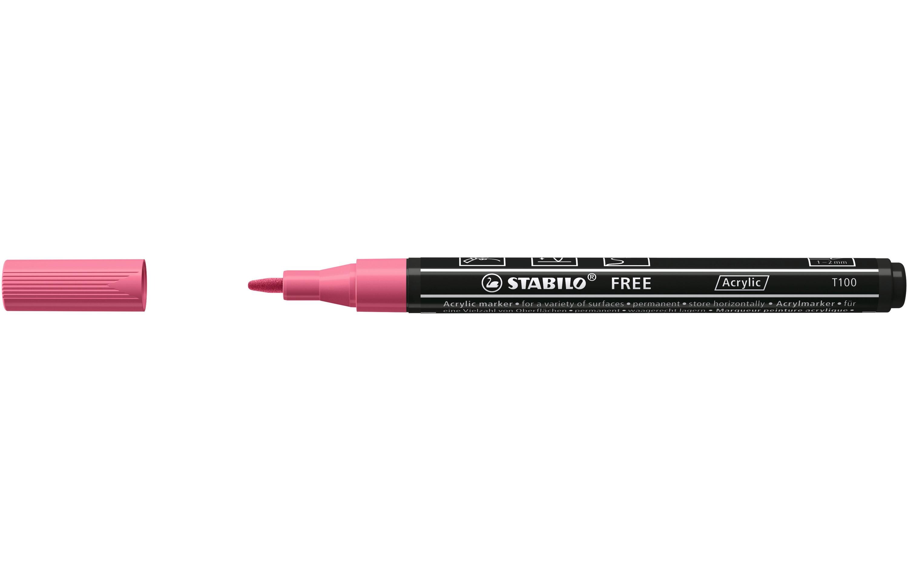 Acrylmarker Free Acrylic T100 PinkMarker mit pigmentierter, wasserbasierter Tinte