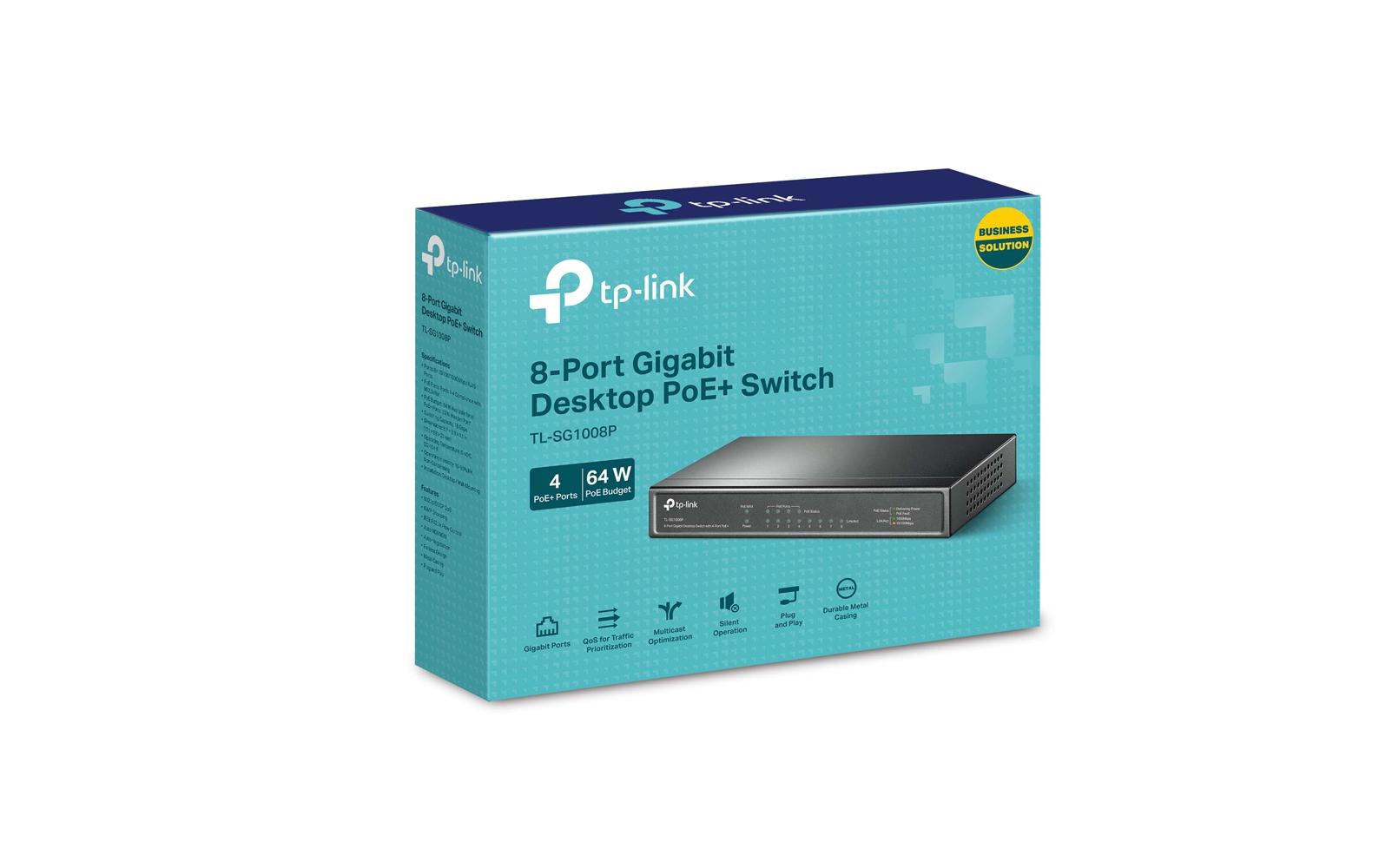 PoE+ Switch TL-SG1008P 8 Port8-Port Gigabit Desktop Switch mit 4-Port PoE+