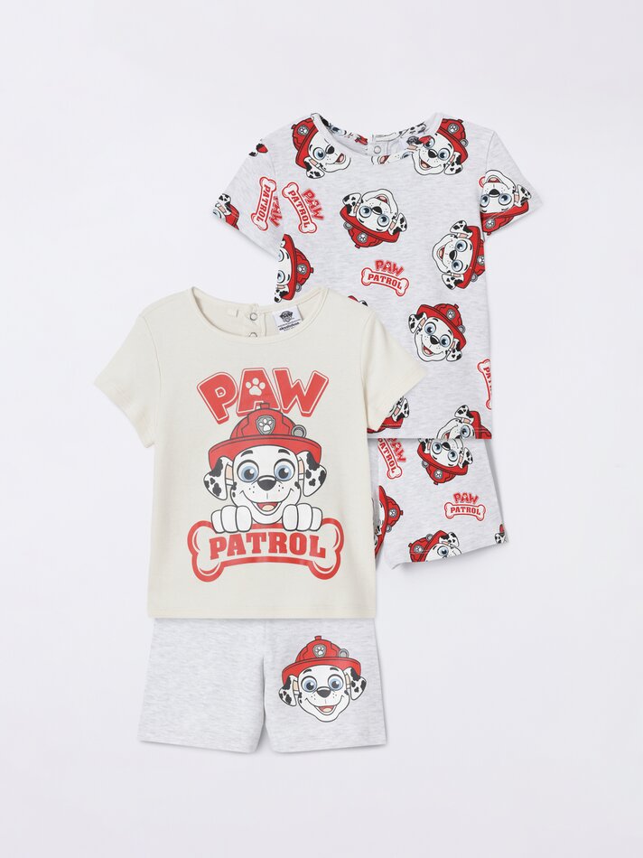 Conjunto de 2 pijamas estampados Patrulha Canina Nickelodeon - Branco Sujo