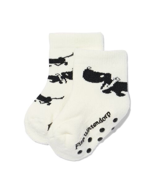 2 paires de chaussettes bébé en coton avec tissu éponge beige