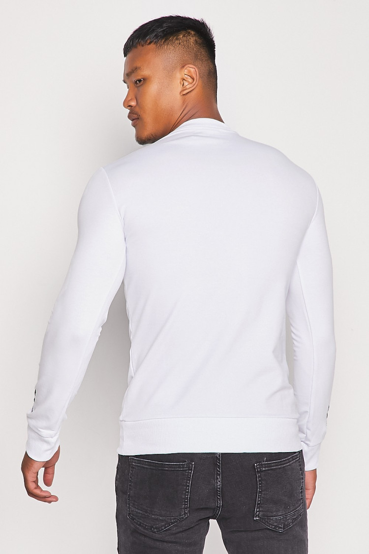 Sweat blanc/noir avec broderies noires