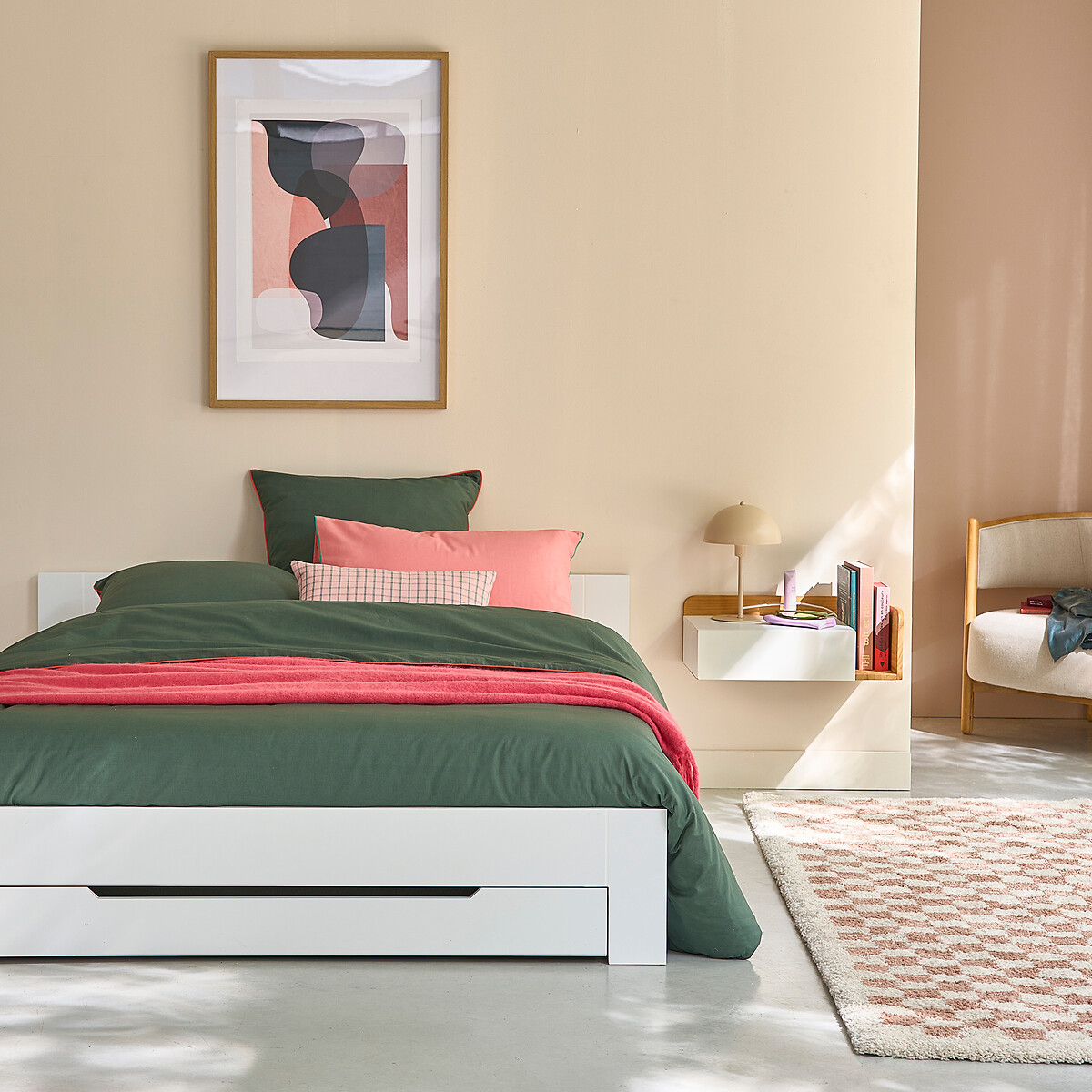 LA REDOUTE INTERIEURS<br>Cama de casal com base e gaveta, Crawley