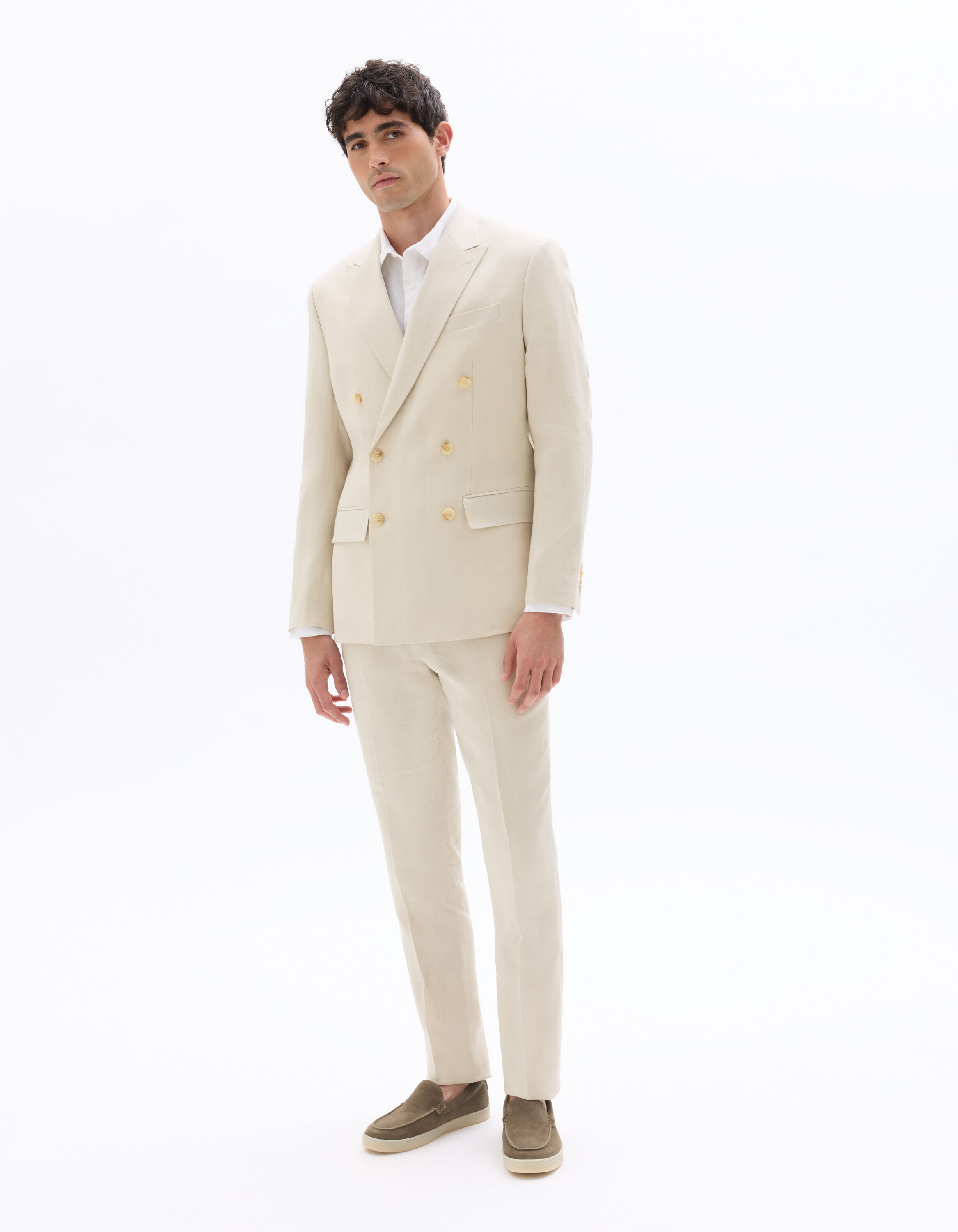 Blazer regular en lin - beige