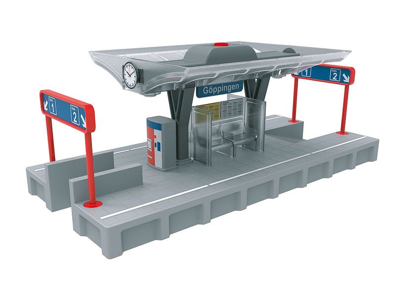 Märklin Bahnsteig mit Licht my World, H0 Eisenbahn Haltestelle mit batteriebetriebener Lichtfunktion