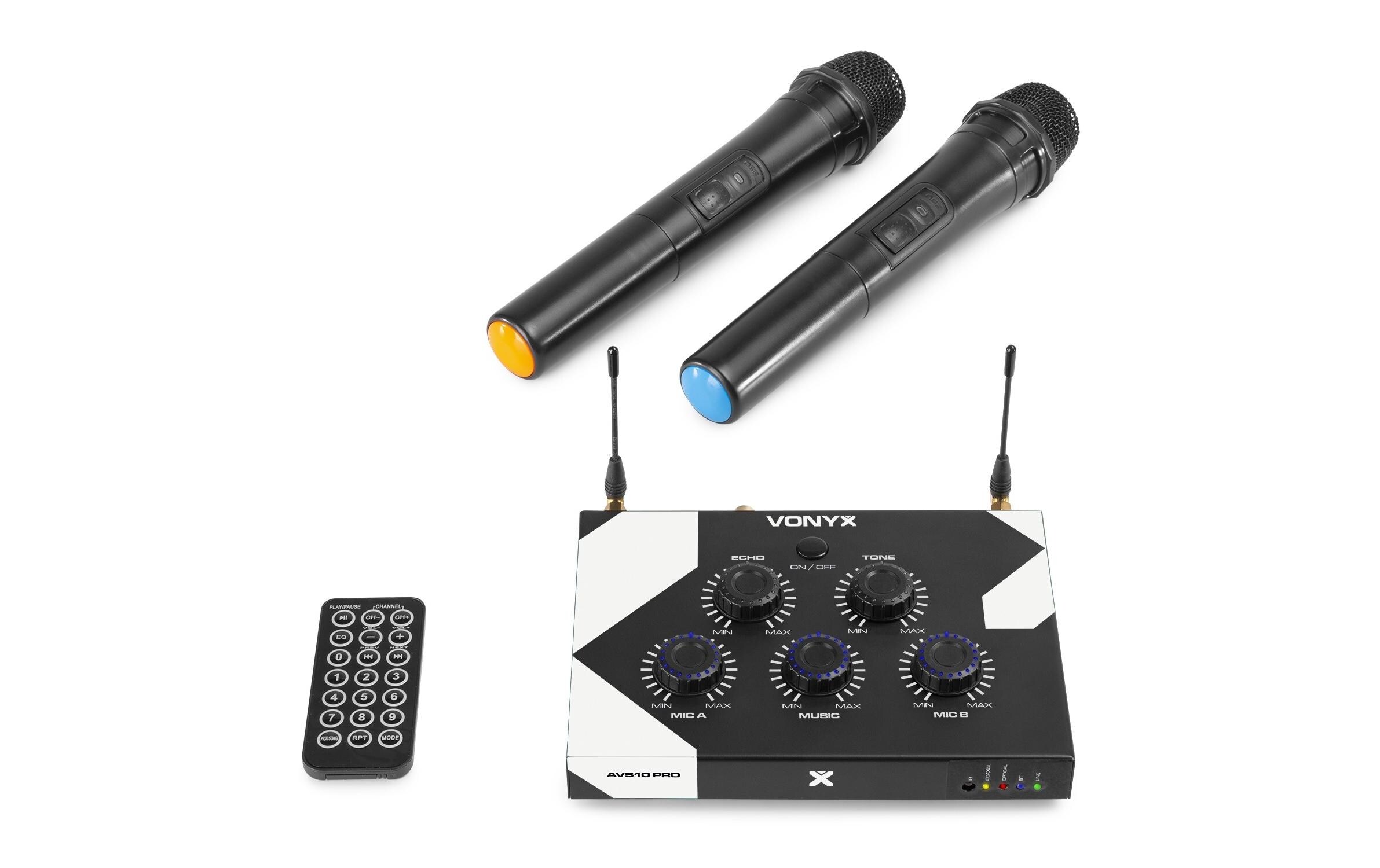 Endstufe Karaoke AV510<br>Kompakter und leichter Mikrofoncontroller mit 2 Mikrofone