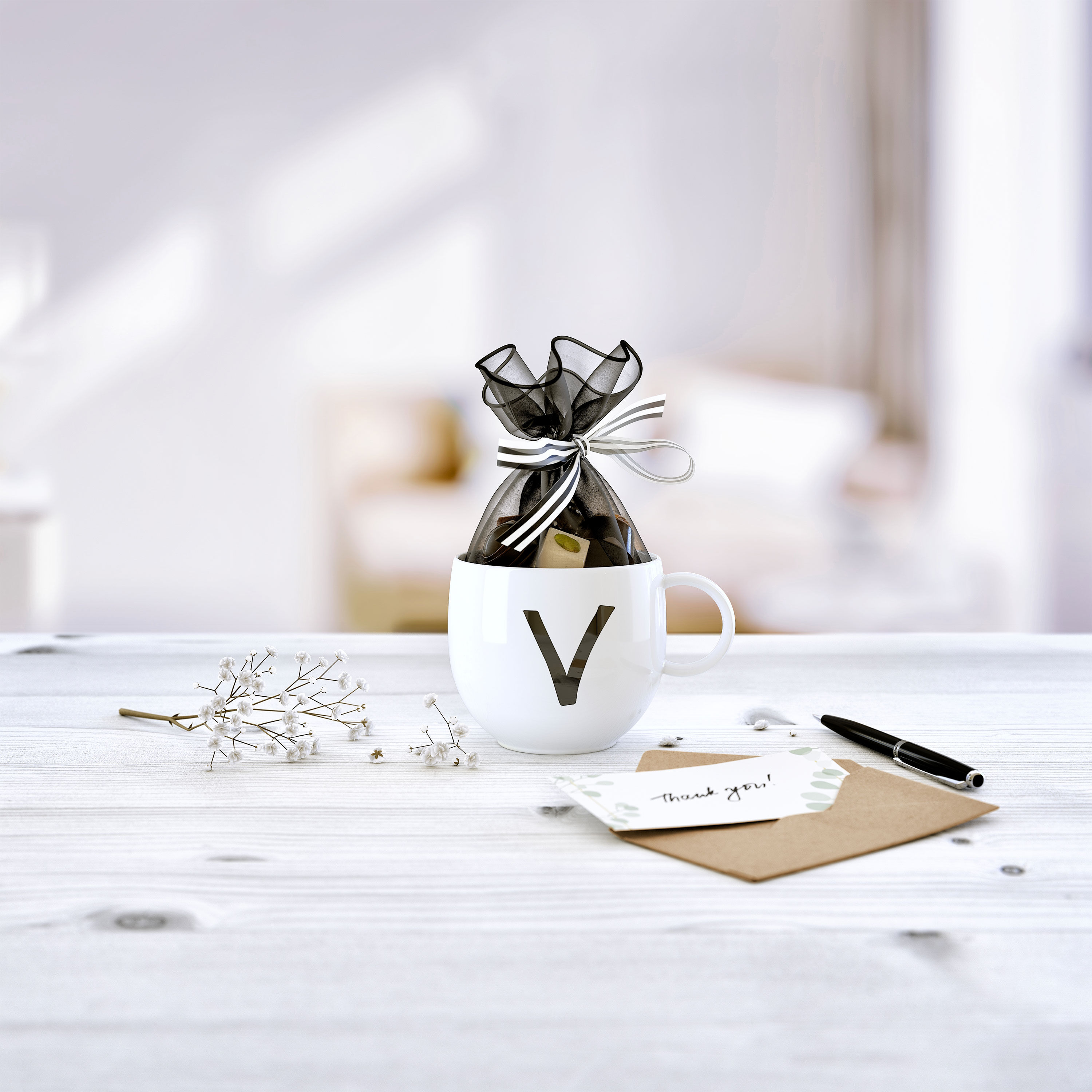 Letters Mug White, 9.9 oz, Premium Porcelain