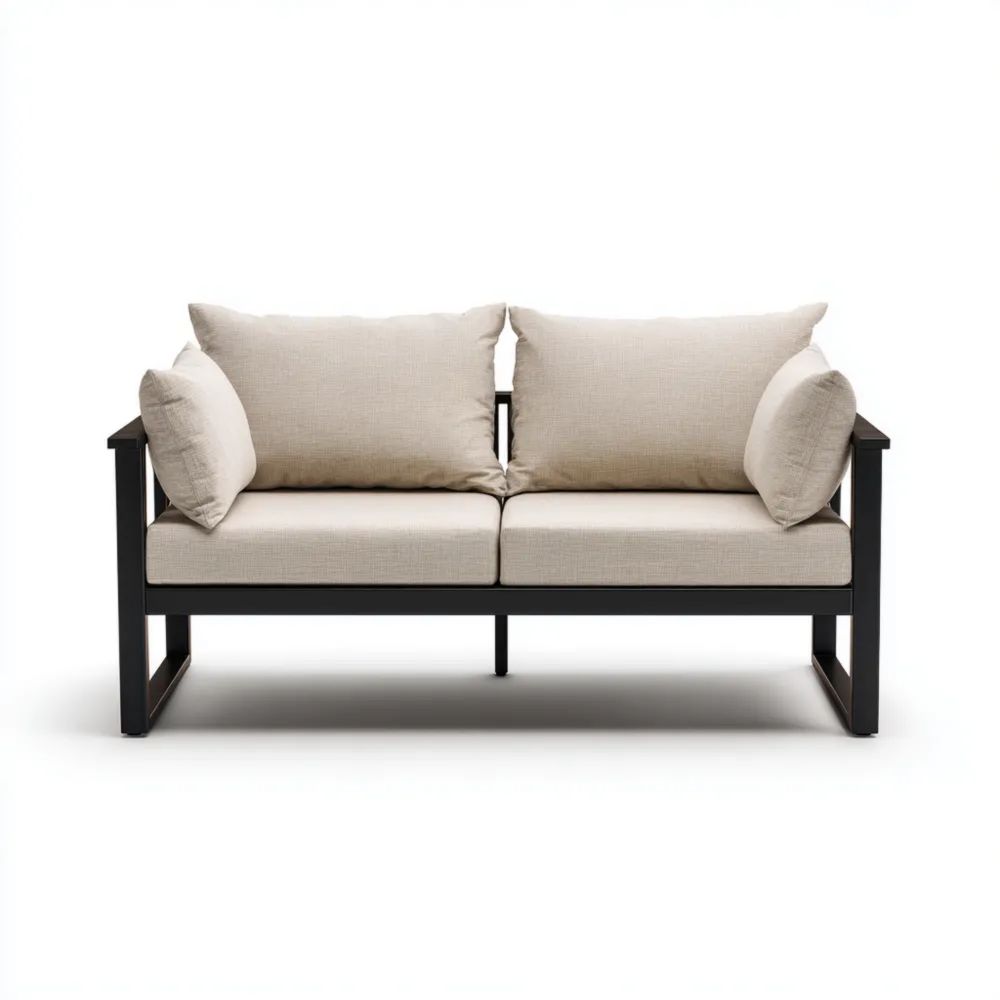 2-Sitzer-Gartensofa Metallrahmen 150x80x85 cm – Creme – Moderner Stil
