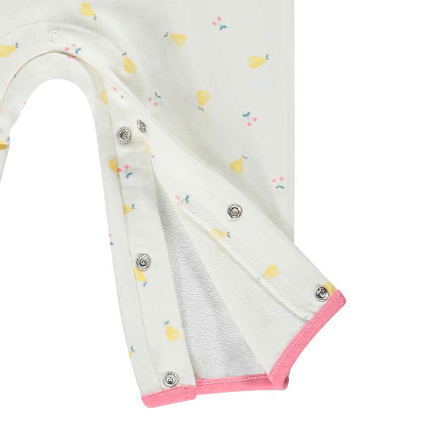 Combinaison longue imprimé poires/cerises pour bébé fille - Ecru