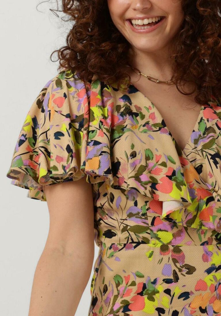 Y.A.S. zand y.a.s. midi jurk yasemmy 2/4 long wrap dress s