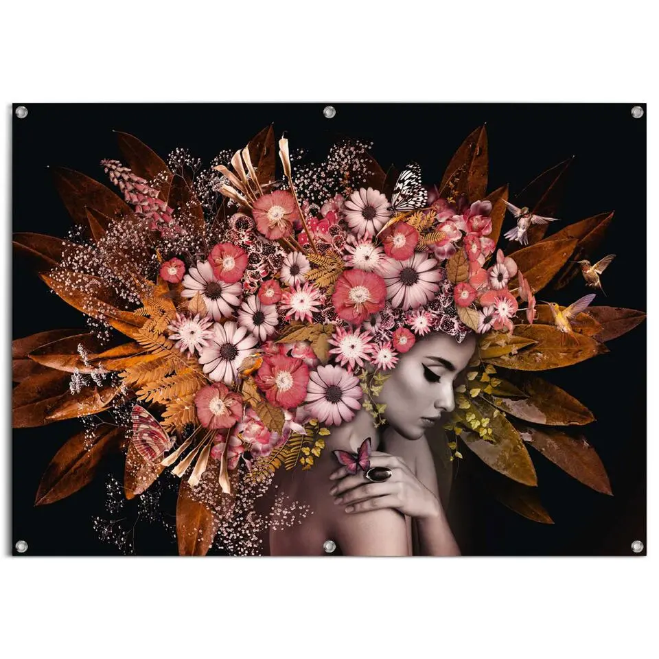 Tuinposter Bloemenrijkdom - 100x140cm - Bruin