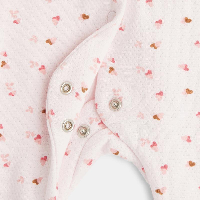 Combi salopette maille fleurie rose naissance Rose