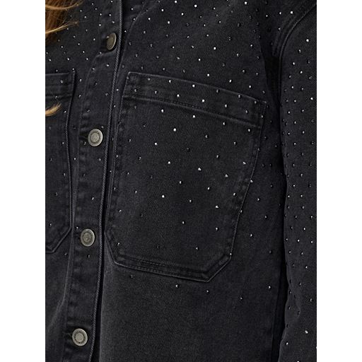 ONLY Cassie Rhinestone Denimskjorte, Washed Black, L